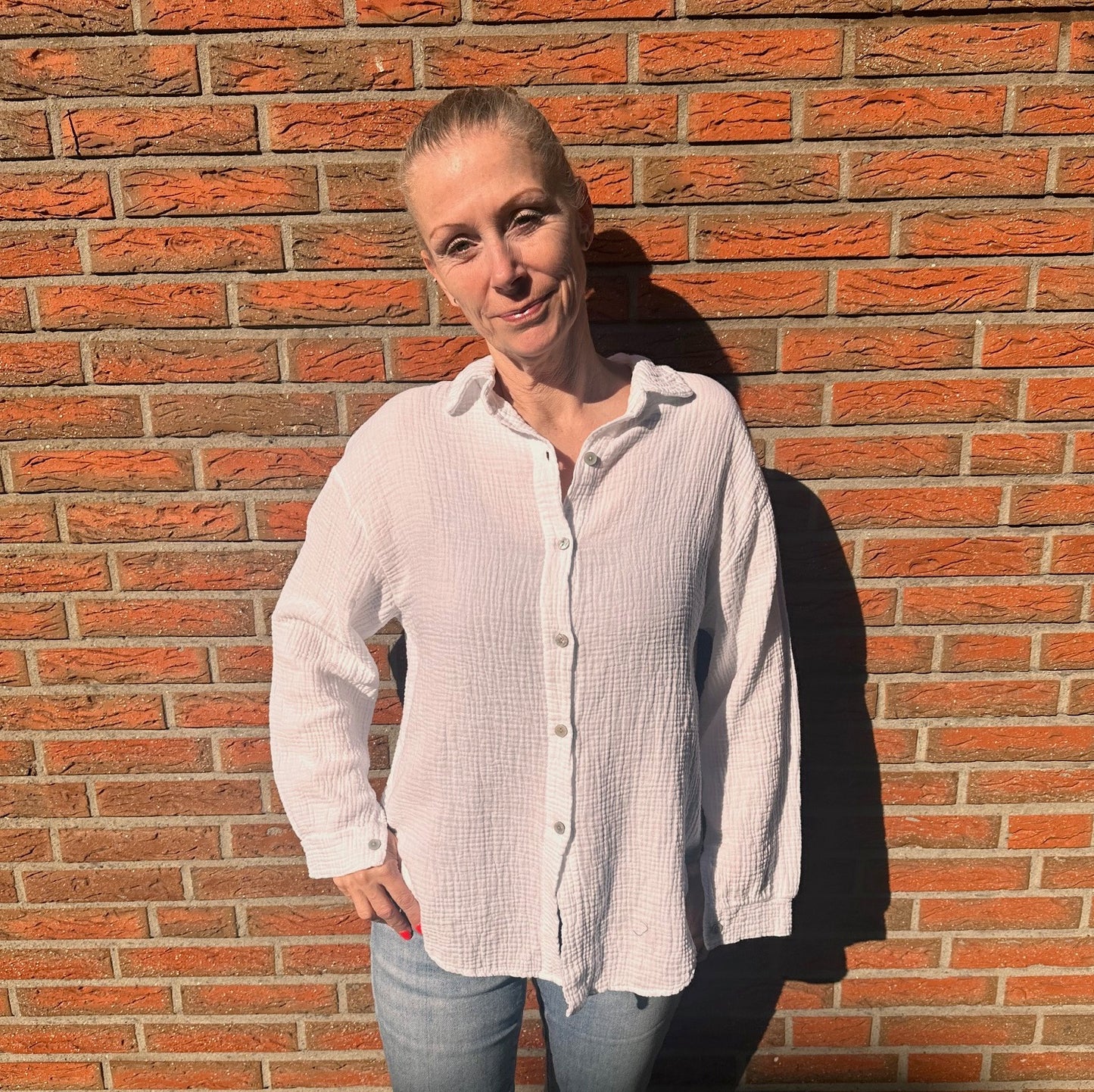 Musselinbluse mit Neon-Stick "selflove club" (oneSize)