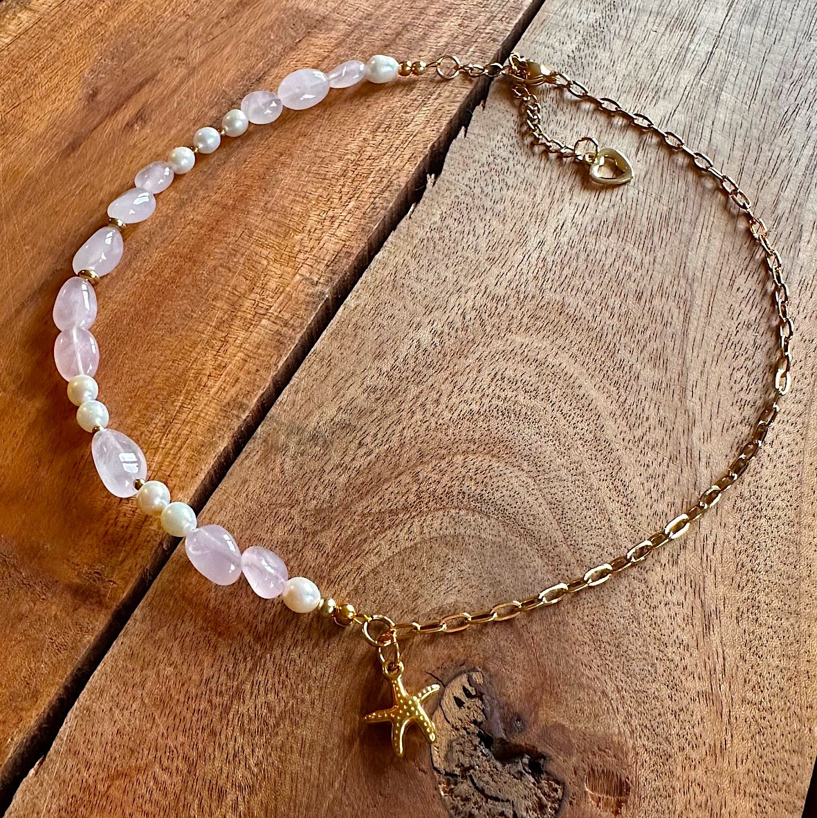 Choker "Pearl Fusion Rosequarz" mit Wunschanhänger