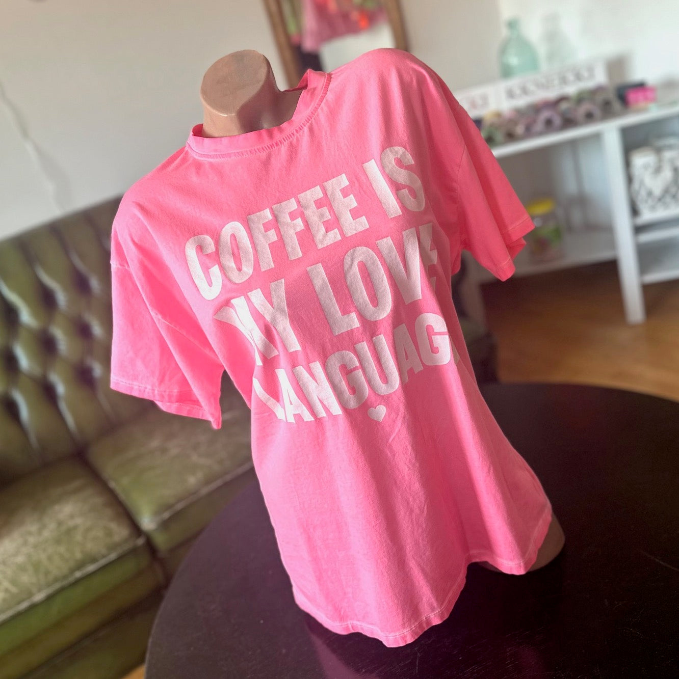 Shirt "COFFEE IS MY LOVE LANGUAGE" pink (oneSize)