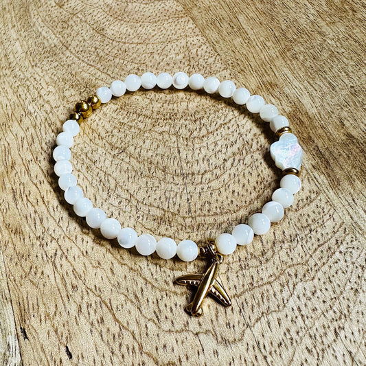 Muschelperlenarmband "fligh high" (in Gold oder Silber)