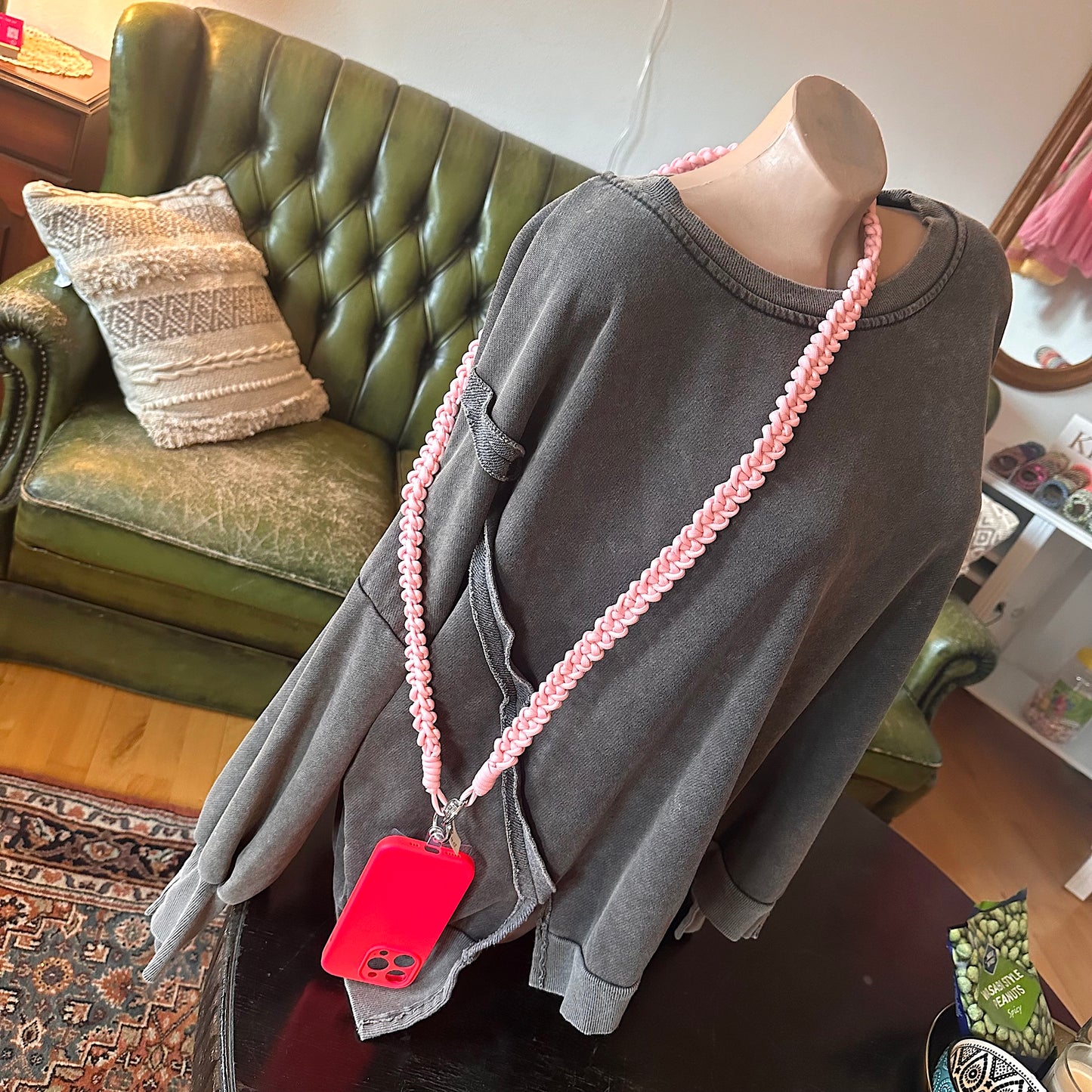 Handykette geflochten (rosa)