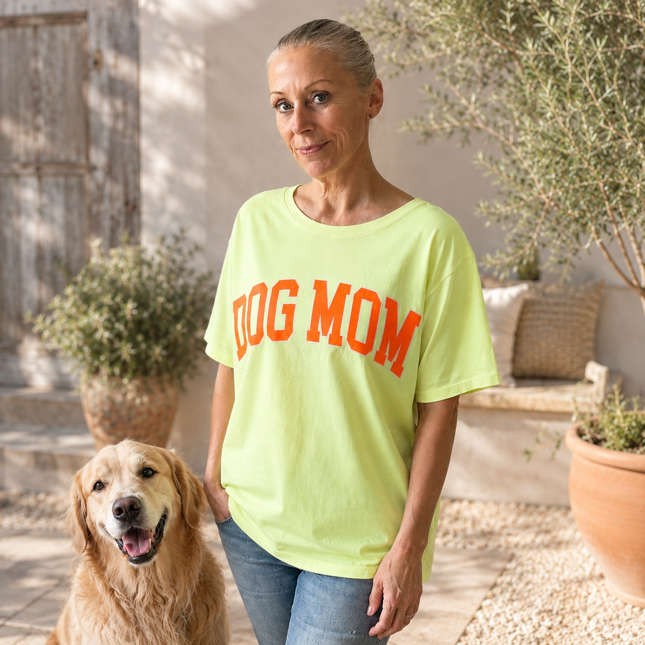 Shirt "DOG MOM" (LIME/GELB)