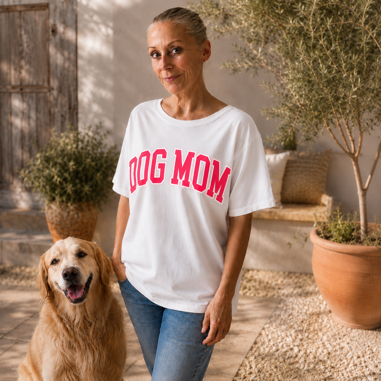 Shirt "DOG MOM" (WEISS/NEON) oneSize