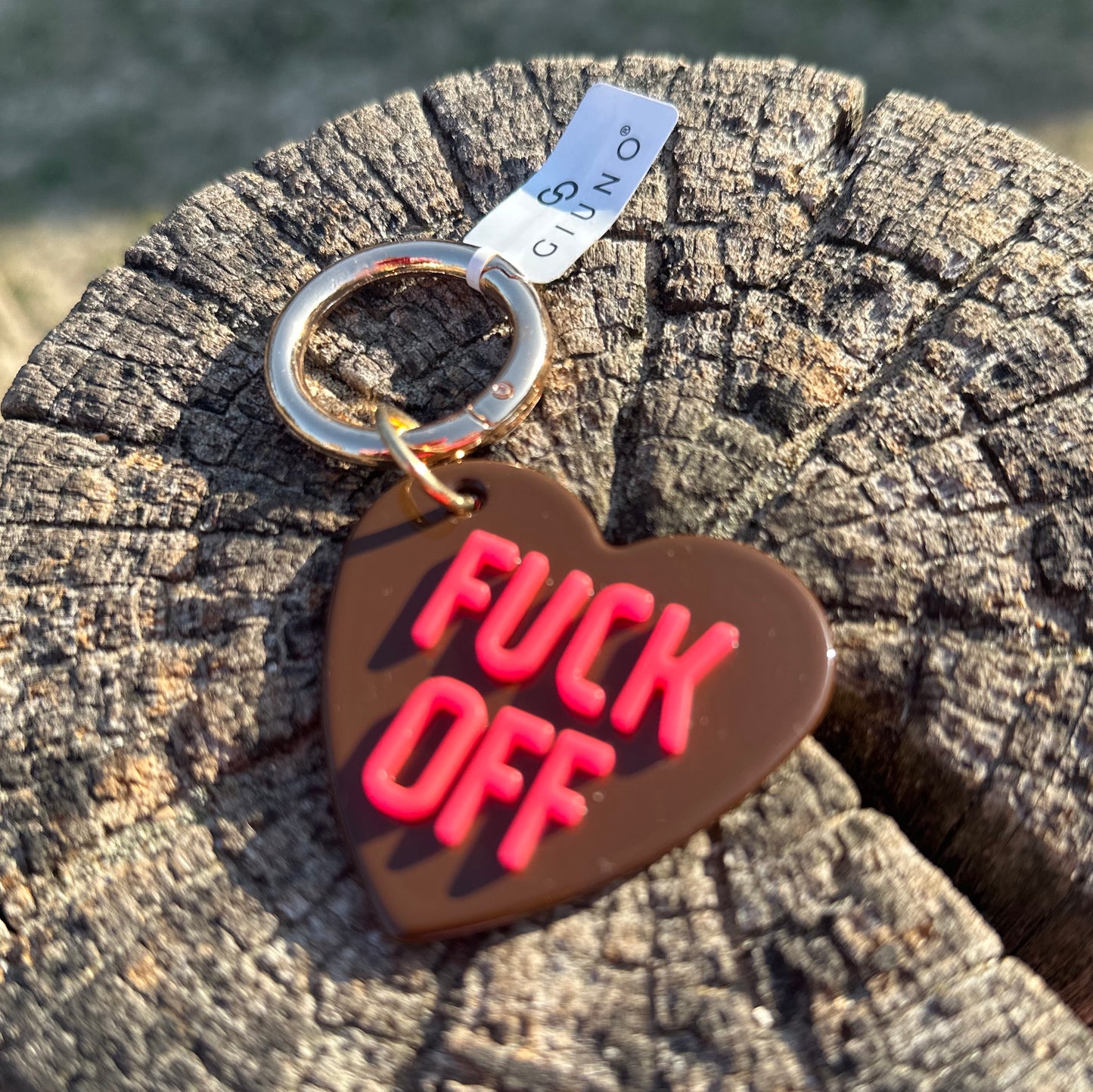 Statement Key Pop "FUCK OFF" in braun/pink