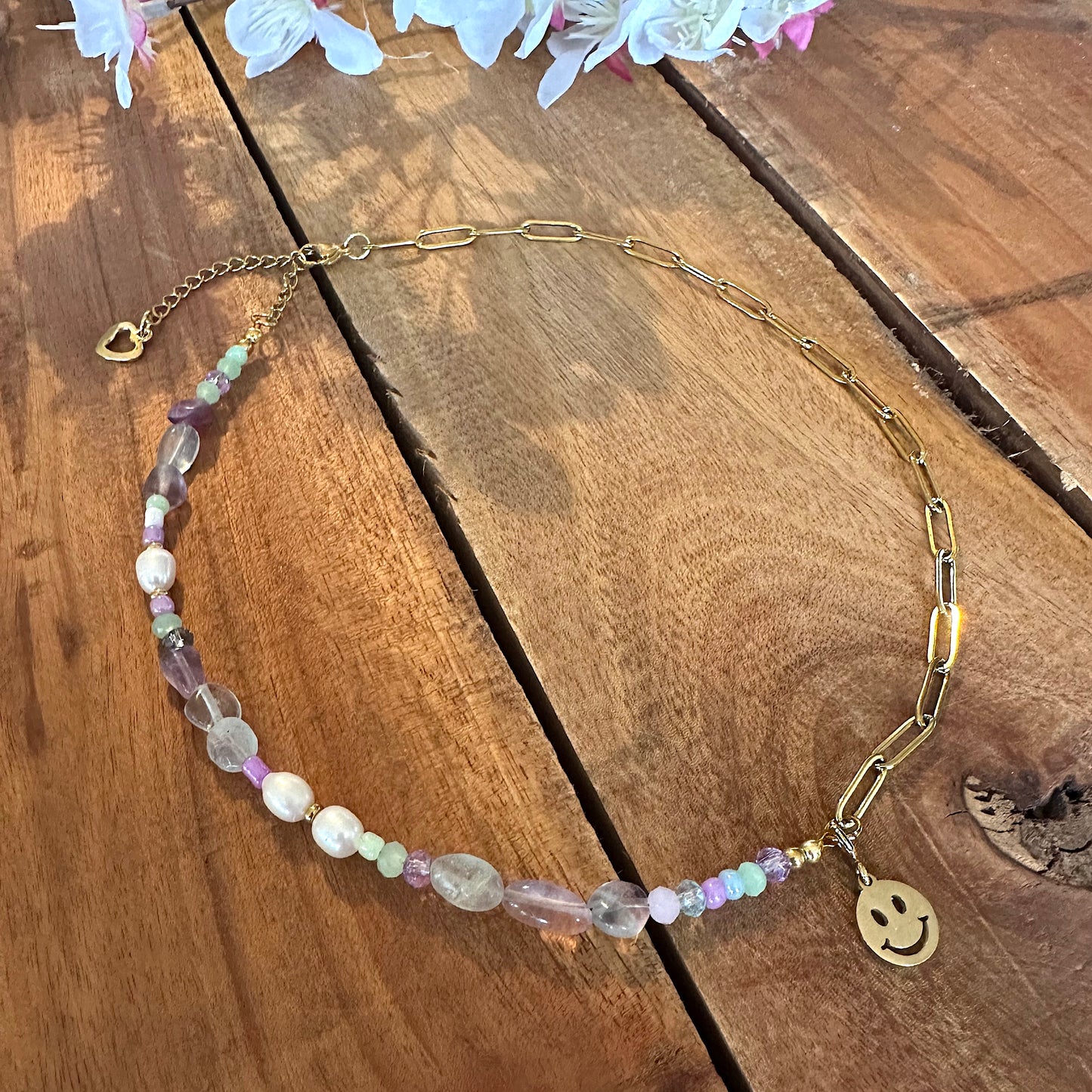 Choker "Pearl Fusion Fluorite" mit Wunschanhänger