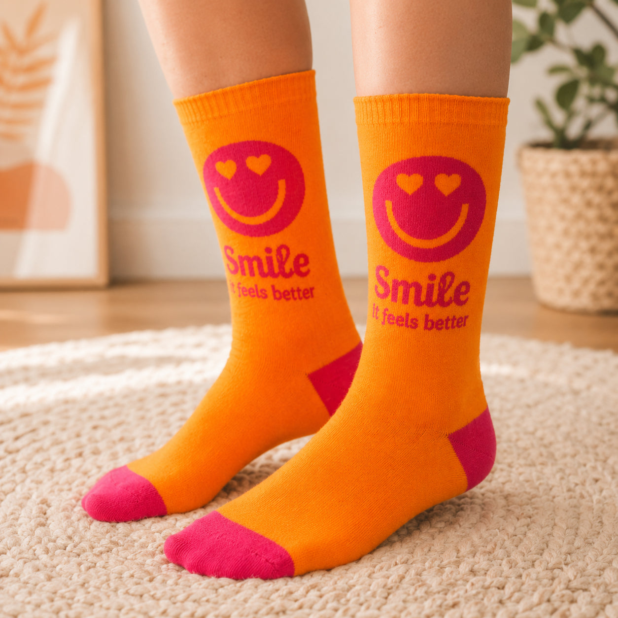 Socken "SMILE it fits better" (ORANGE-PINK) Alps and Beach