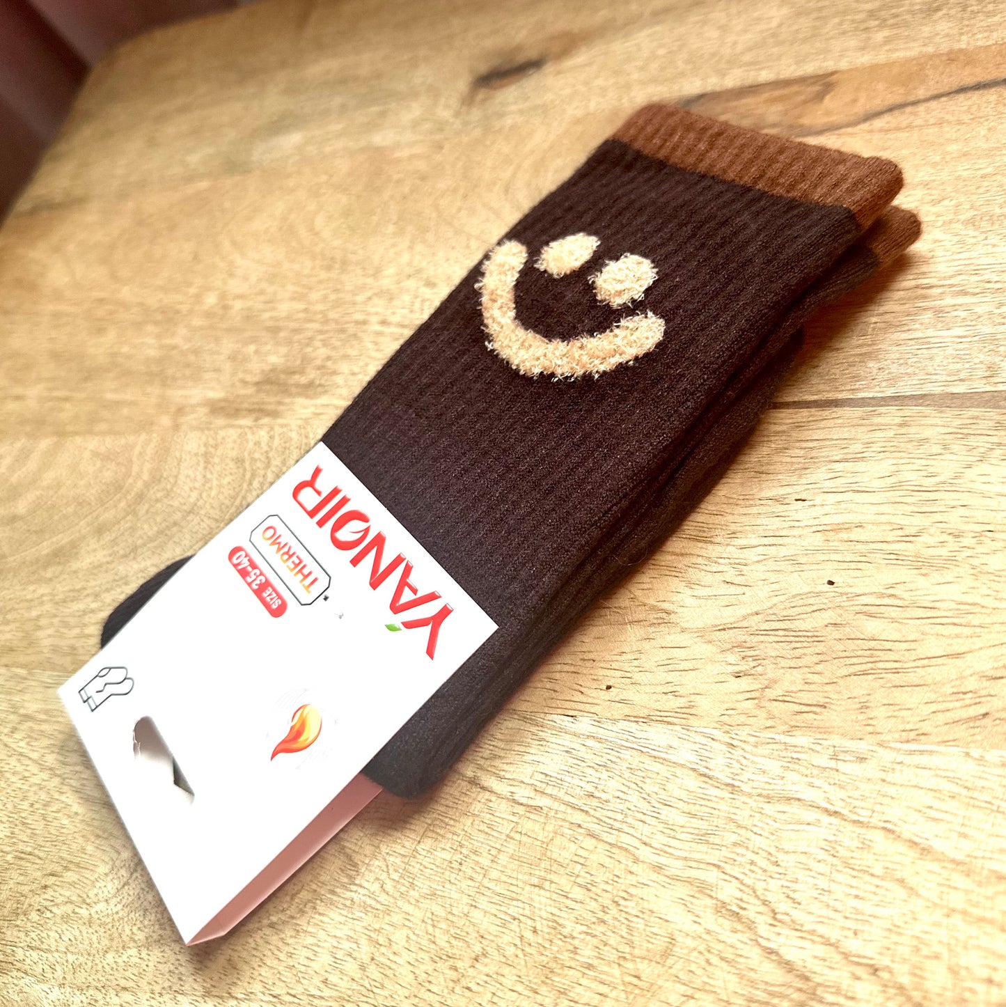 ThermoSocken "happy" (dunkelbraun)