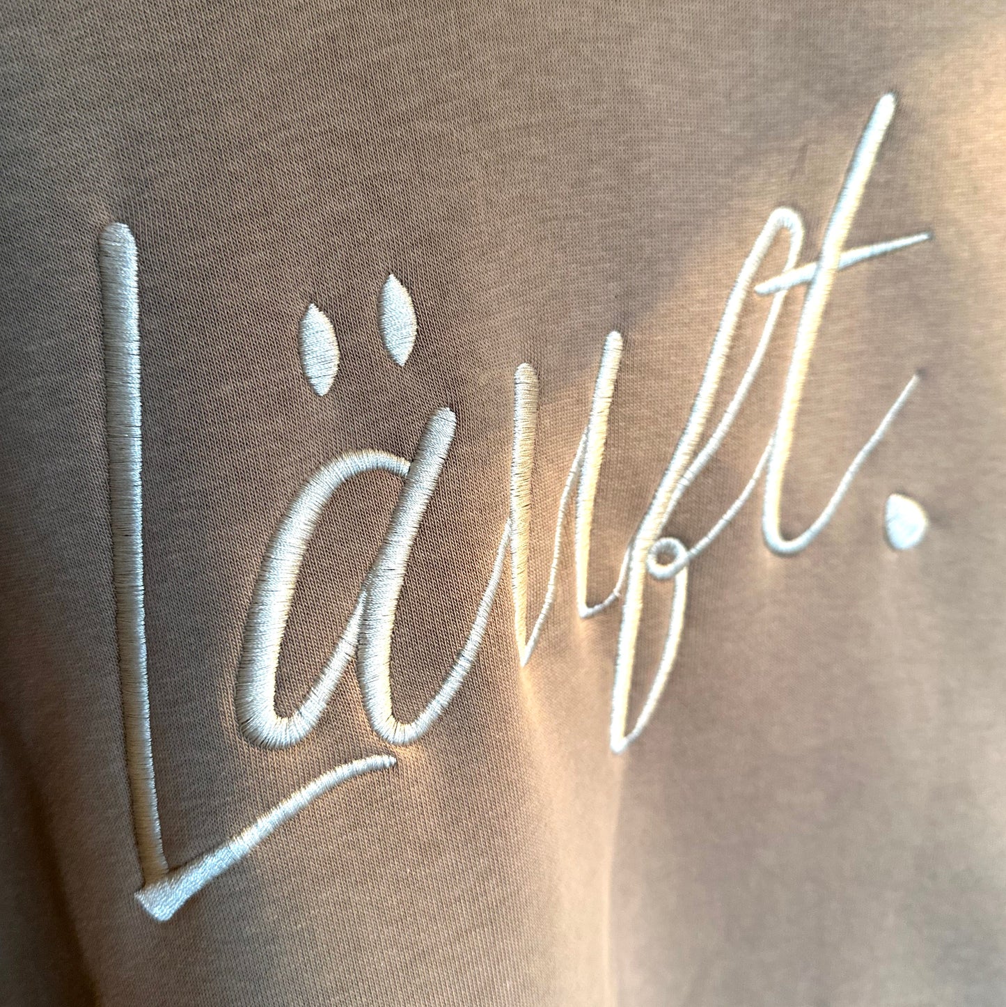 Kuschel-Hoodie "LÄUFT" in Beige (onesize)