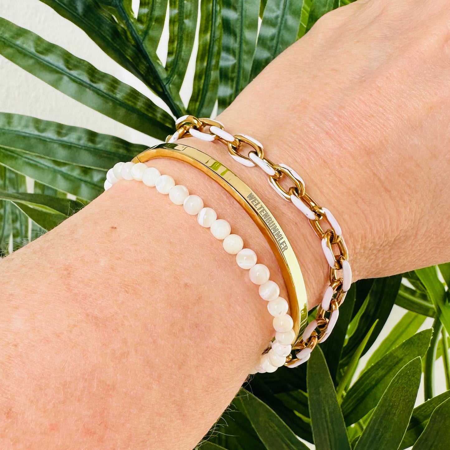 Flotter Dreier "timeless touch" (aus Edelstahl in Gold, mit Wunschgravur)