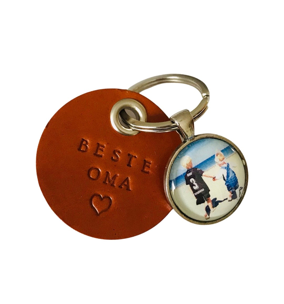 personalisierter Schlüsselanhänger "leder&metall"