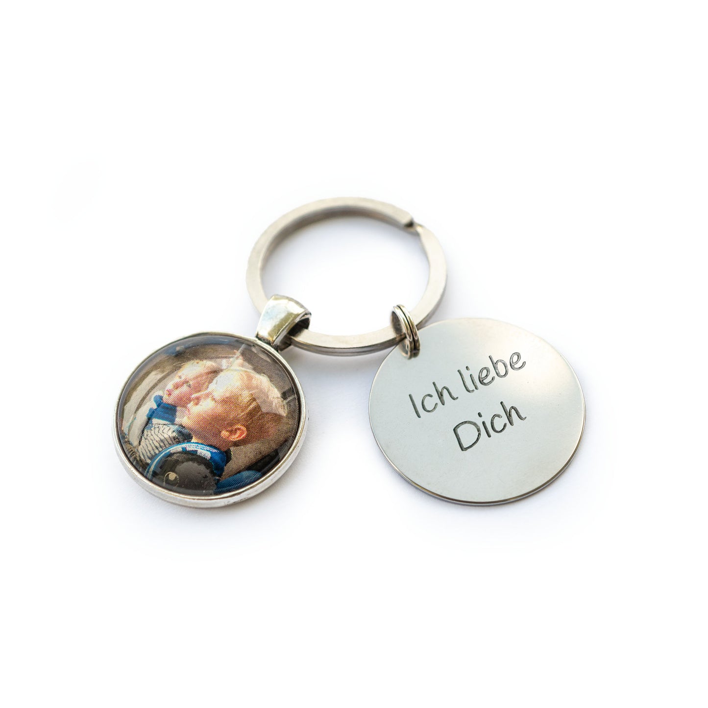 Edelstahl-Schlüsselanhänger "foto" mit Wunschgravur und Wunschfoto