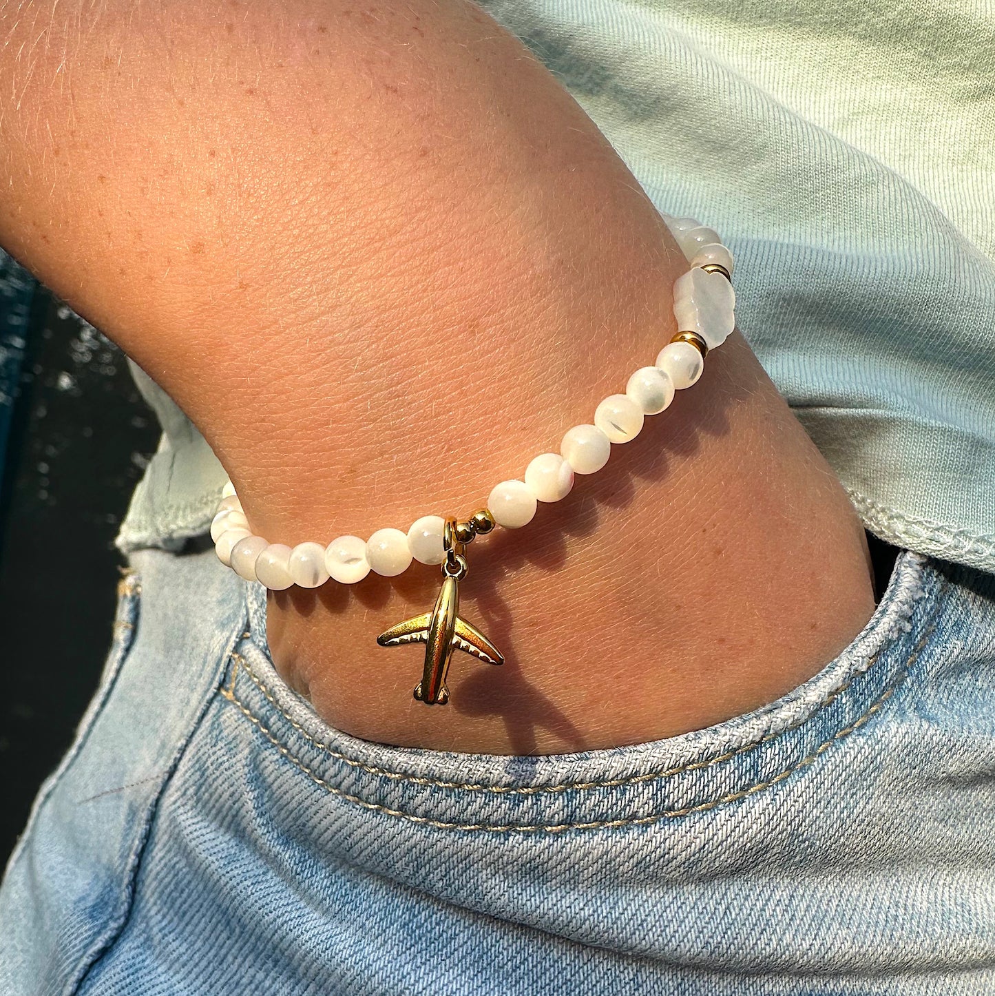 Muschelperlenarmband "fligh high" (in Gold oder Silber)