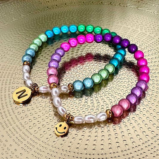 Armband "BLOOMWAVE" mit 3D Effekt (in vielen Farben & mit Wunschanhänger in Gold oder Silber))