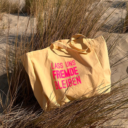 XL-Beachbag "FREMDE" Apricot mit NEON-Print