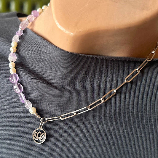 Choker "Pearl Fusion Amethyst" mit Wunschanhänger