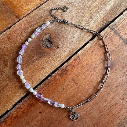 Choker "Pearl Fusion Amethyst" mit Wunschanhänger