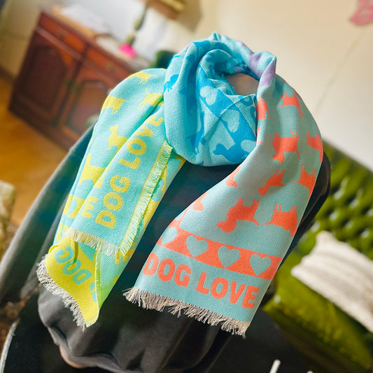 XXL-TUCH "DOG-LOVE" (türkis/neon)