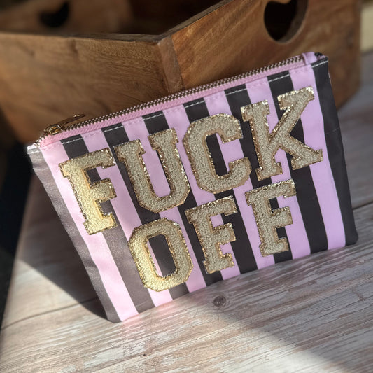 Kunterbuntes Mini-Täschchen "FUCK OFF" (rosa-schwarz)