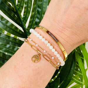 SET "ivory elegance" (aus Edelstahl in Gold oder Silber, mit Wunschgravur und Wunschanhänger)