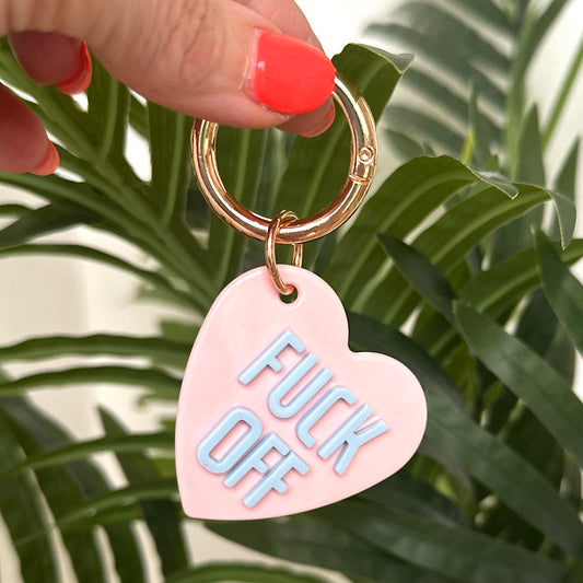 Statement Key Pop "FUCK OFF" in babyblau-rosa