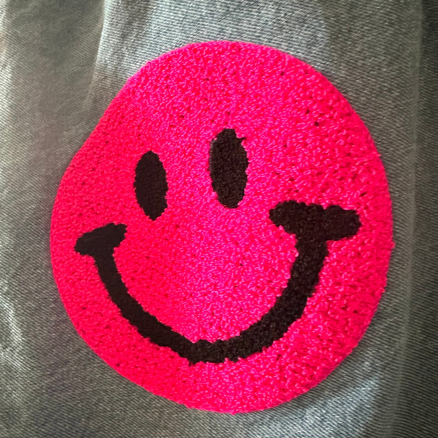 Shopper blau "GOOD VIBES" mit pinkem Neon-Smilie
