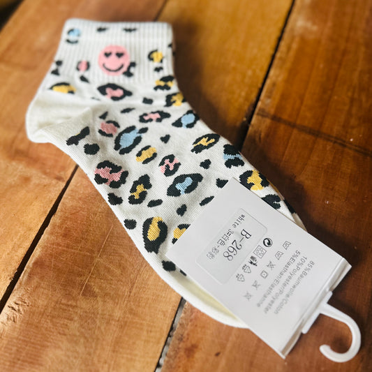 Socken "Smilie" bunt mit Smilie in rosa