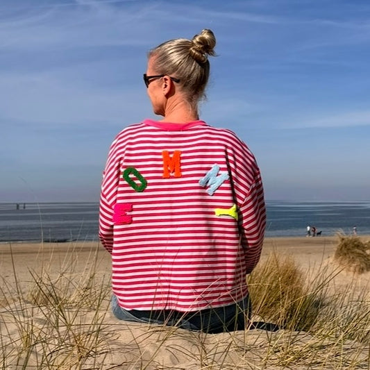 Leichter Sweater "MOMMY" hellblau-pink/beere (oneSize)