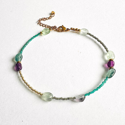 Fußkettchen "shiny-mood" in deiner Wunschfarbe (und mit Fluoriteperlen)