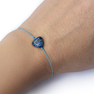 Glücksbändchen "lapislazuli" (Bandfarbe wählbar)