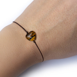 Glücksbändchen "tigerauge" (Bandfarbe wählbar)