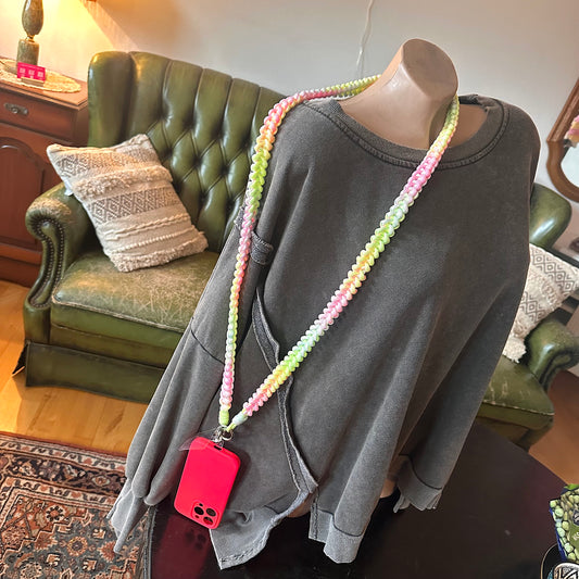 Handykette geflochten (Pastell-Farbverlauf)