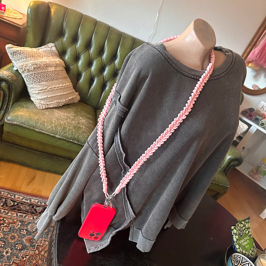 Handykette geflochten (rosa)