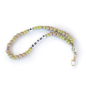 Handykette "berta's schwester" mit Wunschtext (Holzperlen in deinen Wunschfarben)