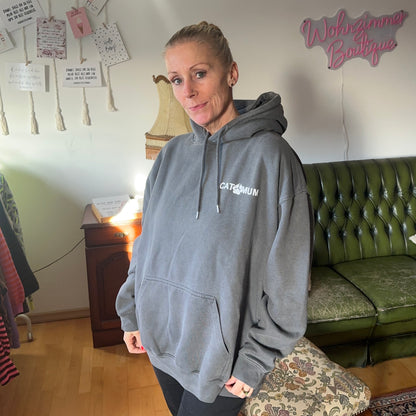 Hoodie "CAT MUM" in anthrazit (oversize geschnitten)