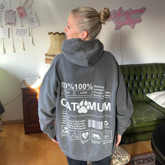 Hoodie "CAT MUM" in anthrazit (oversize geschnitten)