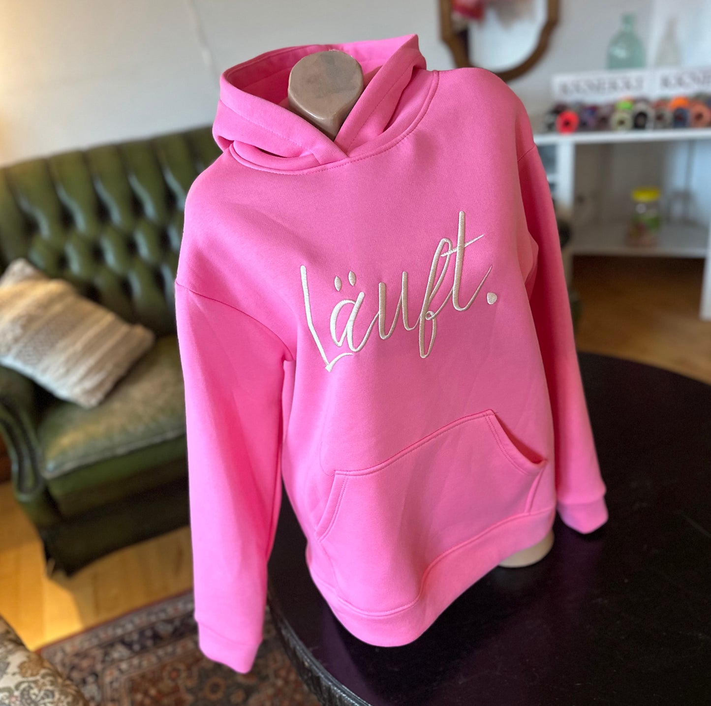 Kuschel-Hoodie "LÄUFT" in Pink-Rosa (onesize)