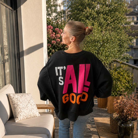 Sweater "IT`S ALL GOOD" in Schwarz (oneSize)
