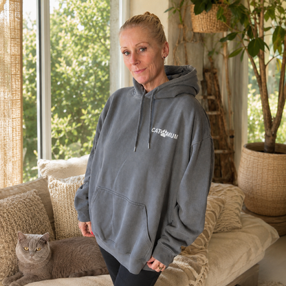 Hoodie "CAT MUM" in anthrazit (oversize geschnitten)