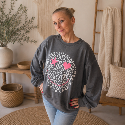 Sweater "SMILIE" in Grau