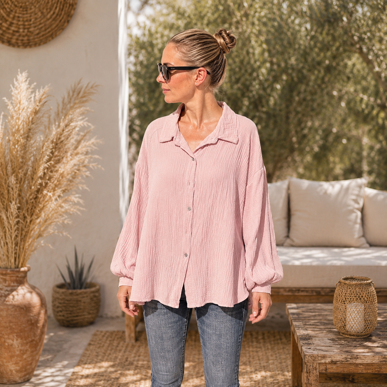 Musselinbluse (Altrosa, oneSize)