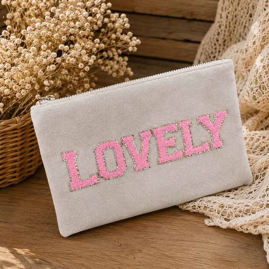 Kunterbuntes Mini-Täschchen "LOVELY" (BEIGE-ROSA)