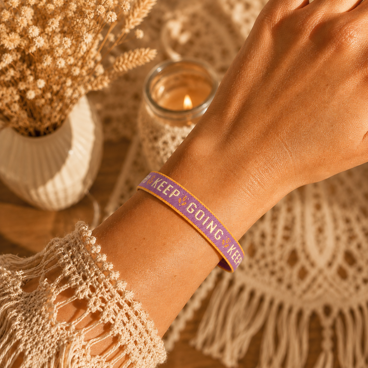 Boho Armband in Neonfarben, Festival Ibiza armband, Boho Freundschaftsarmband, keep going