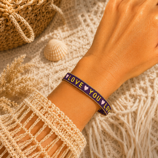 Boho Armband in Neonfarben, Festival Ibiza armband, Boho Freundschaftsarmband, LOVE YOU
