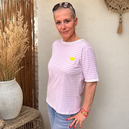 Shirt "HERZ" weiß-rosa