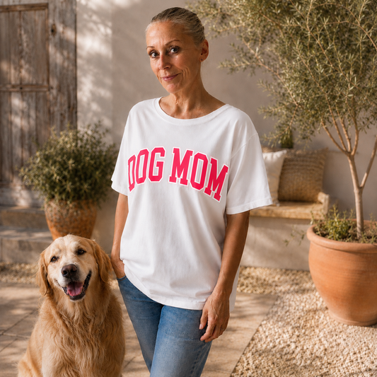 Shirt "DOG MOM" (WEISS/NEON) oneSize
