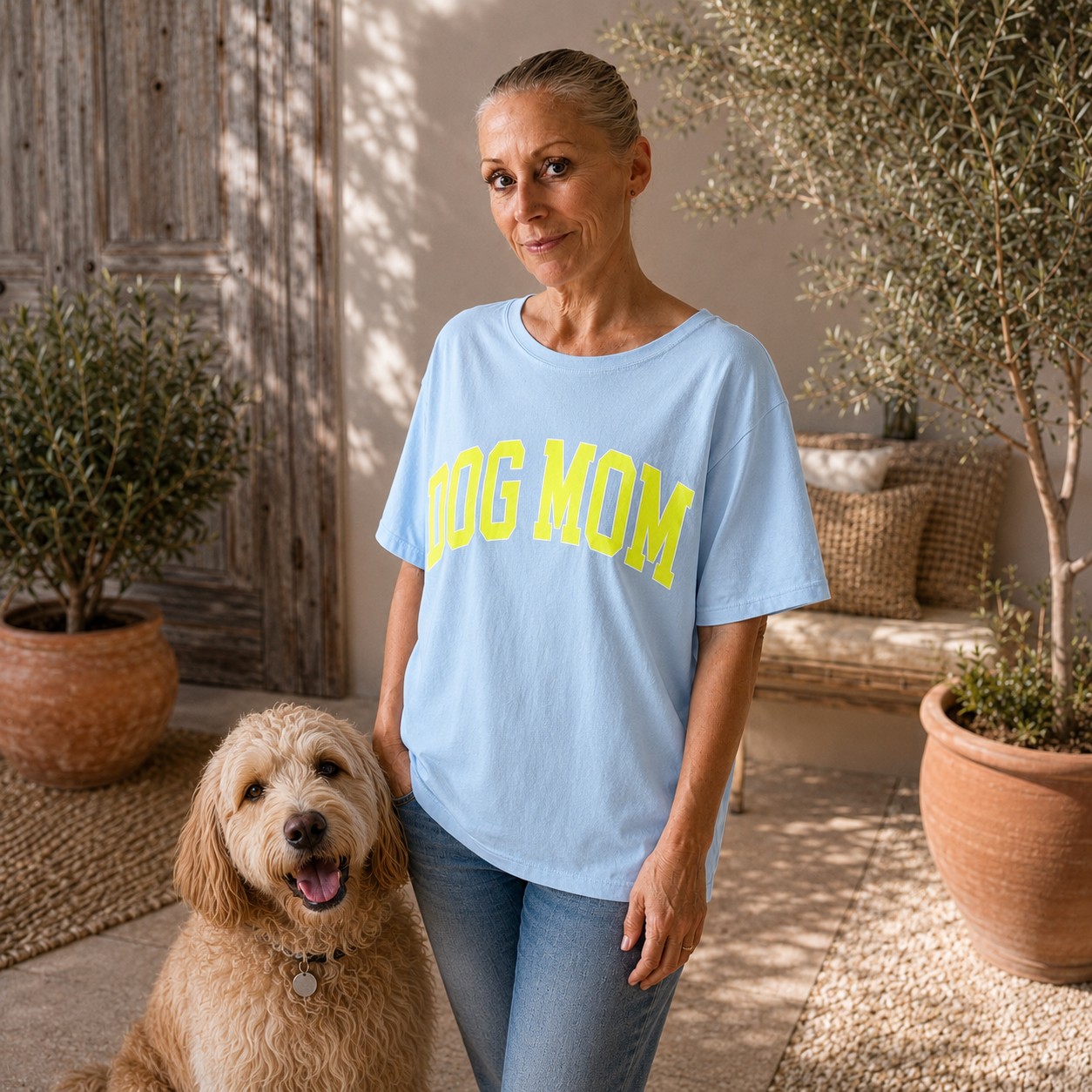 Shirt "DOG MOM" (BLAU/NEONGELB) oneSize