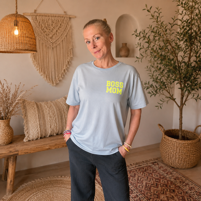 Shirt "BOSS MOM" (HELLBLAU/NEON) oneSize