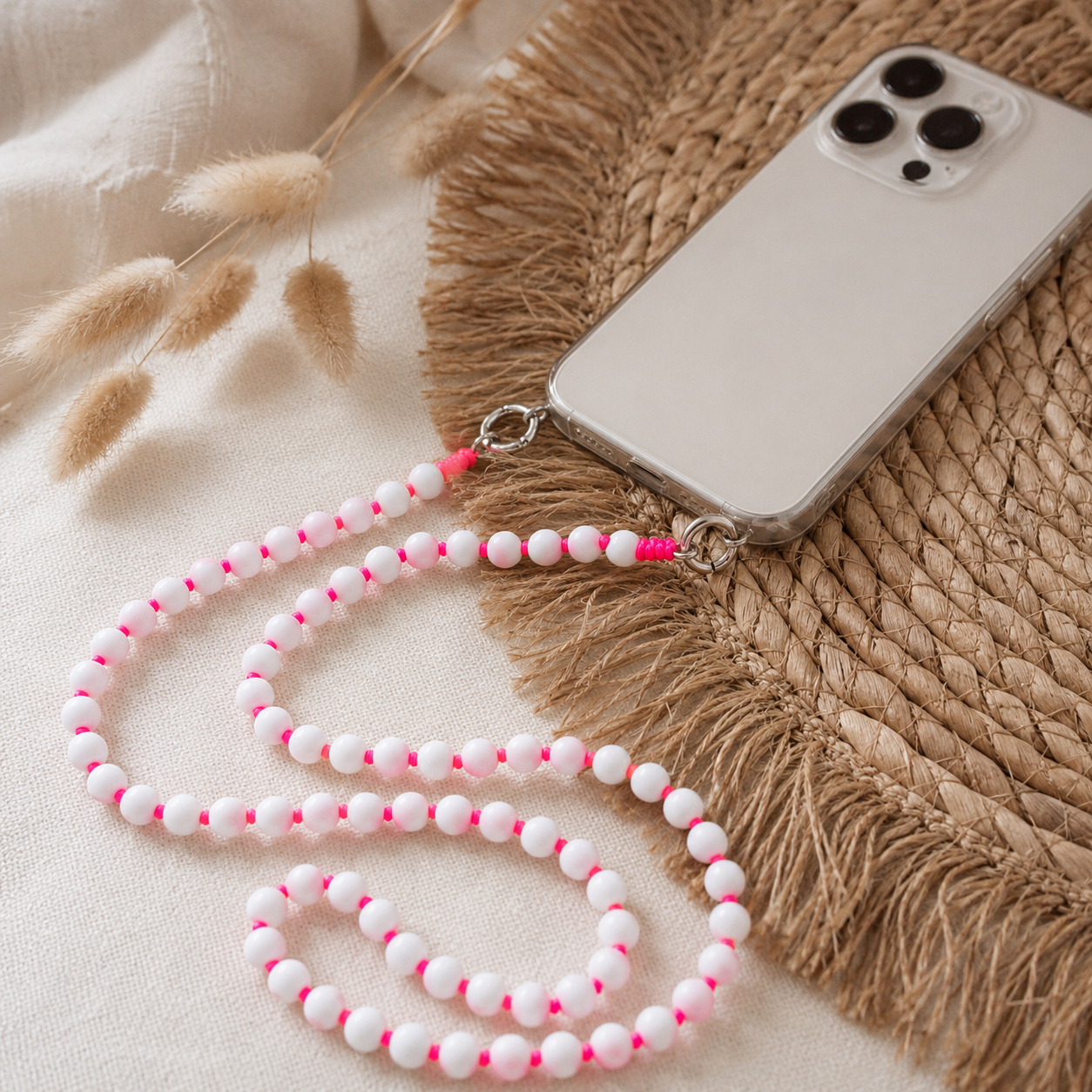 Handykette WEISS-PINK