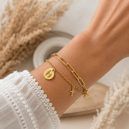 Wickelarmband "moments" mit Fotogravur (Edelstahl, Gold oder Silber)