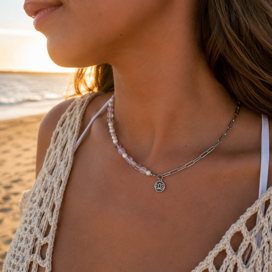 Choker "Pearl Fusion Amethyst" mit Wunschanhänger